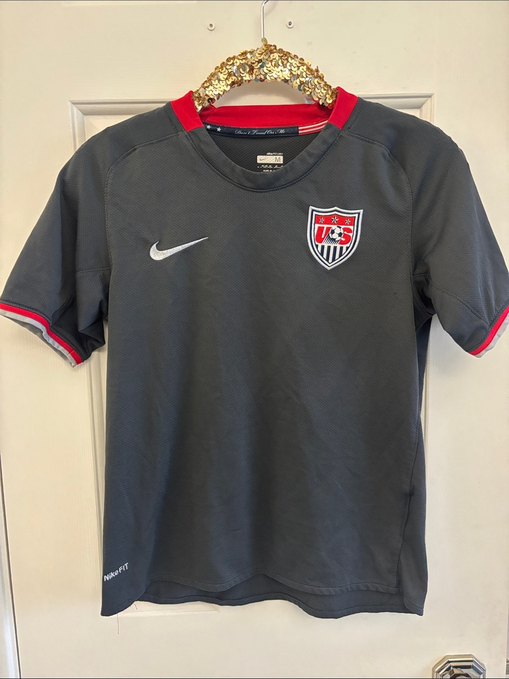 Nike Youth US United States Soccer Gray Performance Jersey with Red Trim